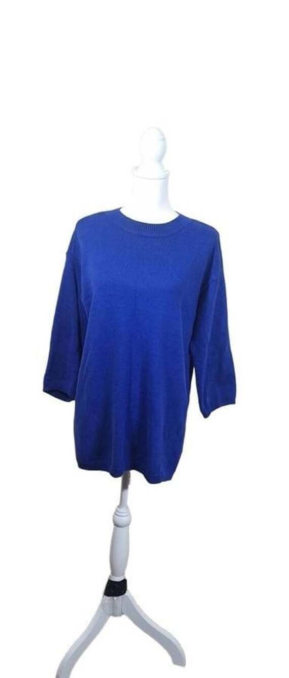 Eileen Fisher Womens XXS/XS Cobalt Blue Linen/Cotton Sweater Oversized Pullover